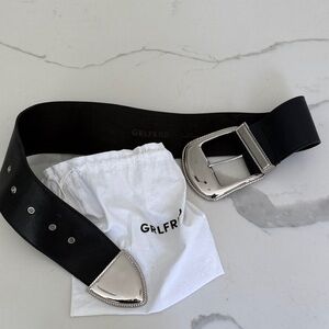 GRLFRND Black Leather Belt with Silver Western Buckle
